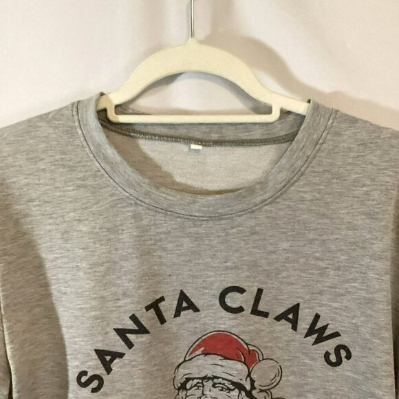 White Claws Sweatshirt "Santa Claws" Gray Crew Neck Long Sleeve Women's Sz Small - Picture 3 of 8